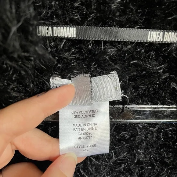 Linea Domani Faux Fur Vest Open Front Women’s Black Size L - Picture 6 of 8